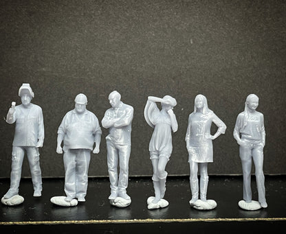 1:64 Miniature Human Figures - Resin / unpainted - great for Dioramas / Hot Wheels - Made in the USA GROUP 198 - Miniature Figures