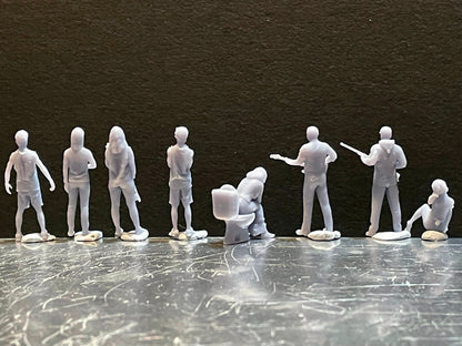 1:64 Miniature Human Figures - Resin / unpainted - great for Dioramas / Hot Wheels - Made in the USA GROUP 202 - Miniature Figures