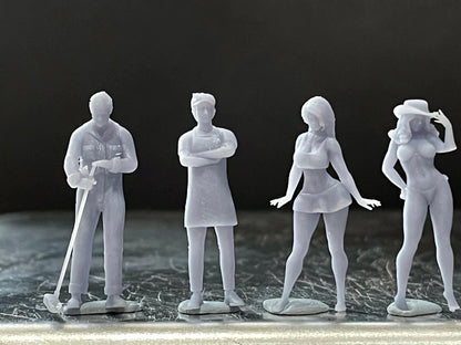 1:64 Miniature Human Figures - Resin / unpainted - great for Dioramas / Hot Wheels - Made in the USA GROUP 227 - Miniature Figures