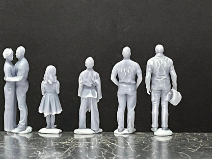 1:64 Miniature Human Figures - Resin / unpainted - great for Dioramas / Hot Wheels - Made in the USA GROUP 229 - Miniature Figures