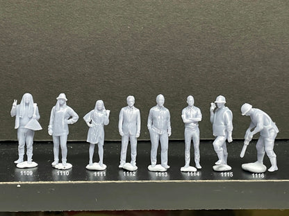 1:64 Miniature Human Figures - Resin / unpainted - great for Dioramas / Hot Wheels - Made in the USA GROUP 237 - Miniature Figures