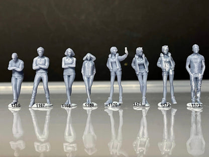 1:64 Miniature Human Figures - Resin / unpainted - great for Dioramas / Hot Wheels - Made in the USA GROUP 244 - Miniature Figures