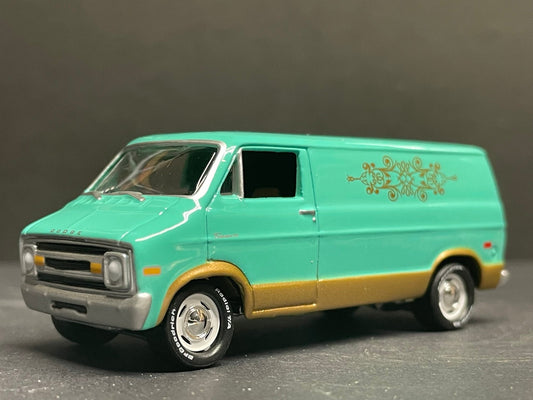 1-64 Scale / S-Scale 1976 Dodge Tradesman Van Mint Green - Great For Dioramas & Diecast Photography - Very Detailed