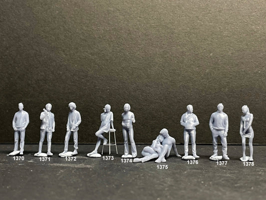 1:64 Miniature Human Figures - Resin / unpainted - great for Dioramas / Hot Wheels - Made in the USA GROUP 273 - Miniature Figures