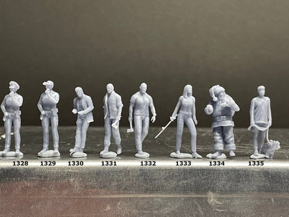 1:64 Miniature Human Figures - Resin / unpainted - great for Dioramas / Hot Wheels - Made in the USA GROUP 260 - Miniature Figures