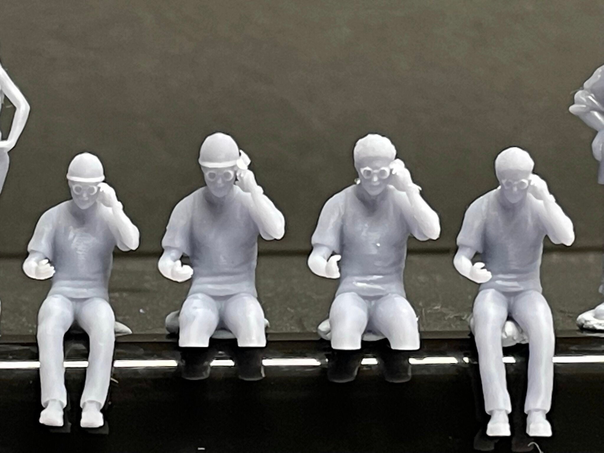 Single Mini Human Seated People & Police Officer — 1:64 Miniature Figures, Unpainted Res ...