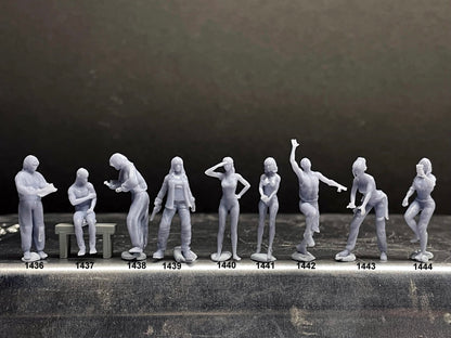 1:64 Miniature Human Figures - Resin / unpainted - great for Dioramas / Hot Wheels - Made in the USA GROUP 278 - Miniature Figures