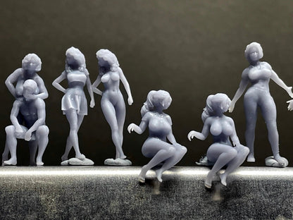 1:64 Miniature Human Figures - Resin / unpainted - great for Dioramas / Hot Wheels - Made in the USA GROUP 284 - Miniature Figures