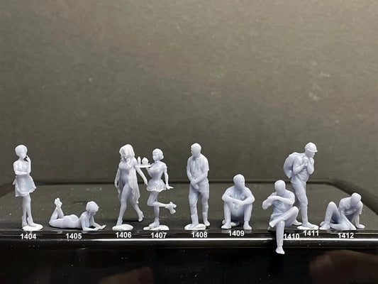 1:64 Miniature Human Figures - Resin / unpainted - great for Dioramas / Hot Wheels - Made in the USA GROUP 276 - Miniature Figures