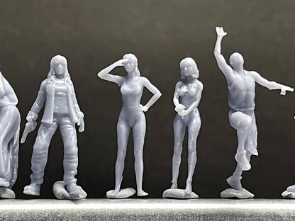 1:64 Miniature Human Figures - Resin / unpainted - great for Dioramas / Hot Wheels - Made in the USA GROUP 278 - Miniature Figures