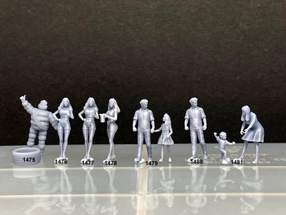 1:64 Miniature Human Figures - Resin / unpainted - great for Dioramas / Hot Wheels - Made in the USA GROUP 315 - Miniature Figures