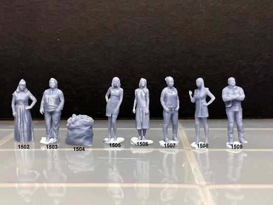 1:64 Miniature Human Figures - Resin / unpainted - great for Dioramas / Hot Wheels - Made in the USA GROUP 320 - Miniature Figures