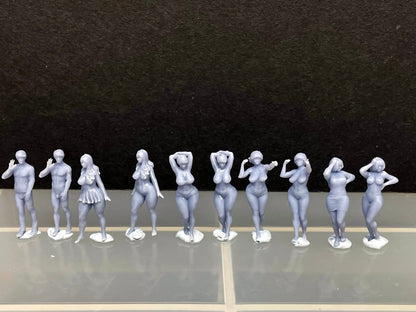 1:64 Miniature Human Figures - Resin / unpainted - great for Dioramas / Hot Wheels - Made in the USA GROUP 287 - Miniature Figures