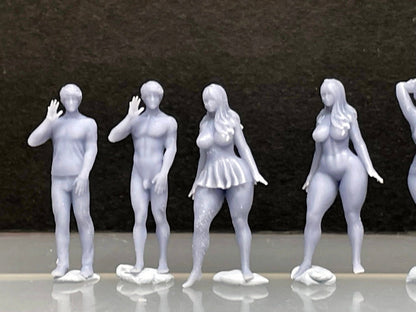 1:64 Miniature Human Figures - Resin / unpainted - great for Dioramas / Hot Wheels - Made in the USA GROUP 287 - Miniature Figures