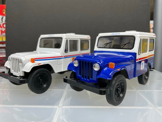 1:26 Under 5" 1971 Jeep DJ-5B USPS Truck in White or Blue Colors - Great For Dioramas & Diecast Photography - Very Detailed