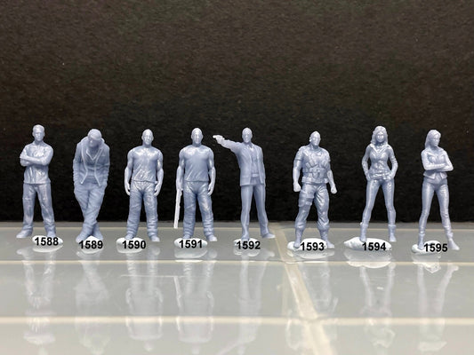 1:64 Miniature Human Figures - Resin / unpainted - great for Dioramas / Hot Wheels - Made in the USA GROUP 297 - Miniature Fast & Furious