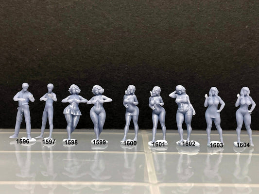 1:64 Miniature Human Figures - Resin / unpainted - great for Dioramas / Hot Wheels - Made in the USA GROUP 298 - Miniature Figures