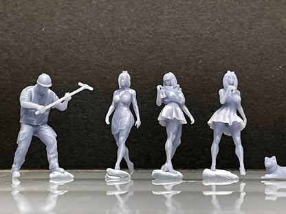 1:64 Miniature Human Figures - Resin / unpainted - great for Dioramas / Hot Wheels - Made in the USA GROUP 304 - Miniature