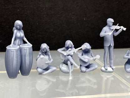 1:64 Miniature Human Figures - Resin / unpainted - great for Dioramas / Hot Wheels - Made in the USA Musicians - Miniature 1.10"