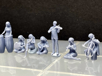 1:64 Miniature Human Figures - Resin / unpainted - great for Dioramas / Hot Wheels - Made in the USA Musicians - Miniature 1.10"