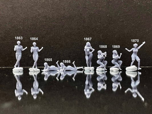 1:64 Miniature Human Figures - Resin / unpainted - great for Dioramas / Hot Wheels - Made in the USA LOT 502 - Miniature 1.10"