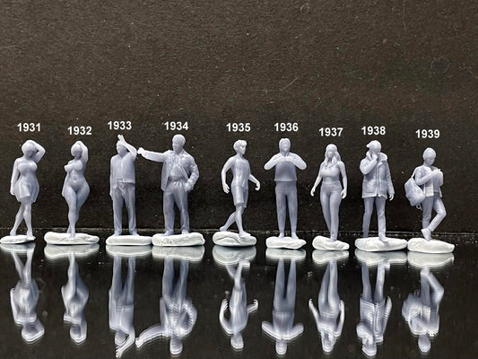 1:64 Miniature Human Figures - Resin / unpainted - great for Dioramas / Hot Wheels - Made in the USA LOT 400 - Miniature 1.10"