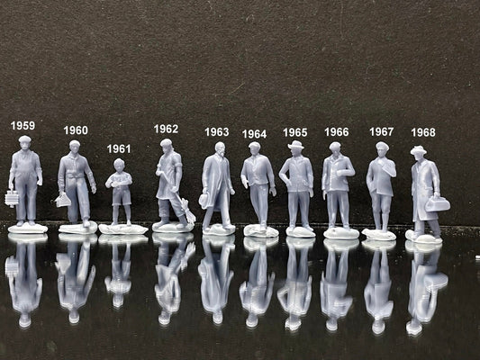 1:64 Miniature Human Figures - Resin / unpainted - great for Dioramas / Hot Wheels - Made in the USA LOT 403 - Miniature 1.10"