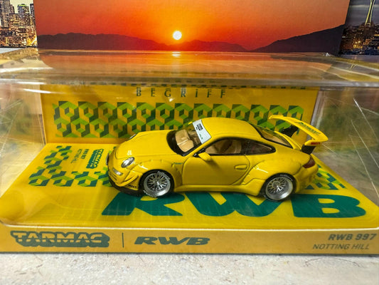 1-64 Scale / S-Scale Porsche RWB 997 Notting Hill in Yellow - Great For Dioramas & Diecast Photography (Tarmac)