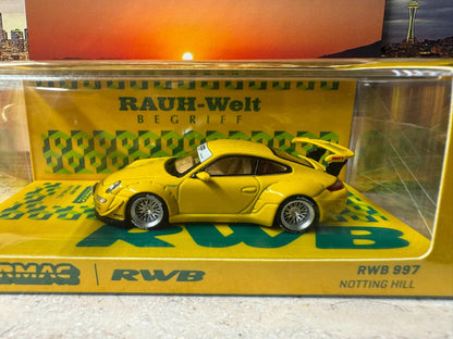 1-64 Scale / S-Scale Porsche RWB 997 Notting Hill in Yellow - Great For Dioramas & Diecast Photography (Tarmac)