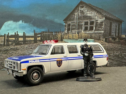 1-64 Scale / S-Scale 1985 GMC Suburban 2500 with Police- Great For Dioramas & Diecast Photography (GL)