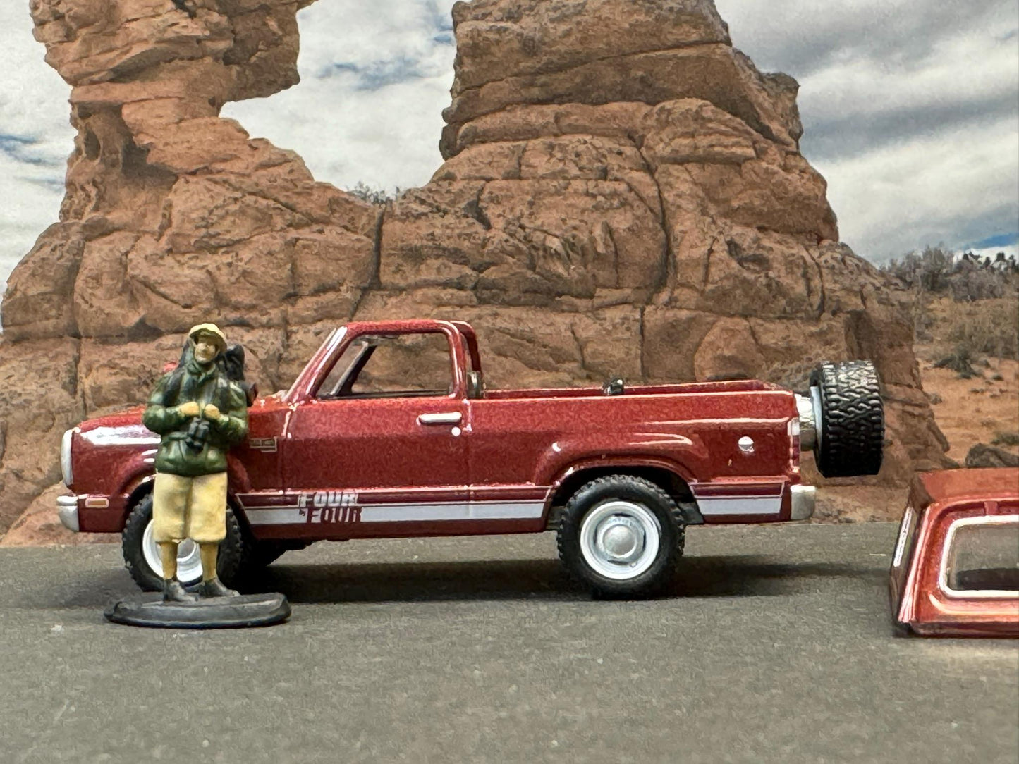 1-64 Scale / S-Scale 1978 Plymouth Trail Duster with Backpacker - Great For Dioramas & Diecast Photography (GL)