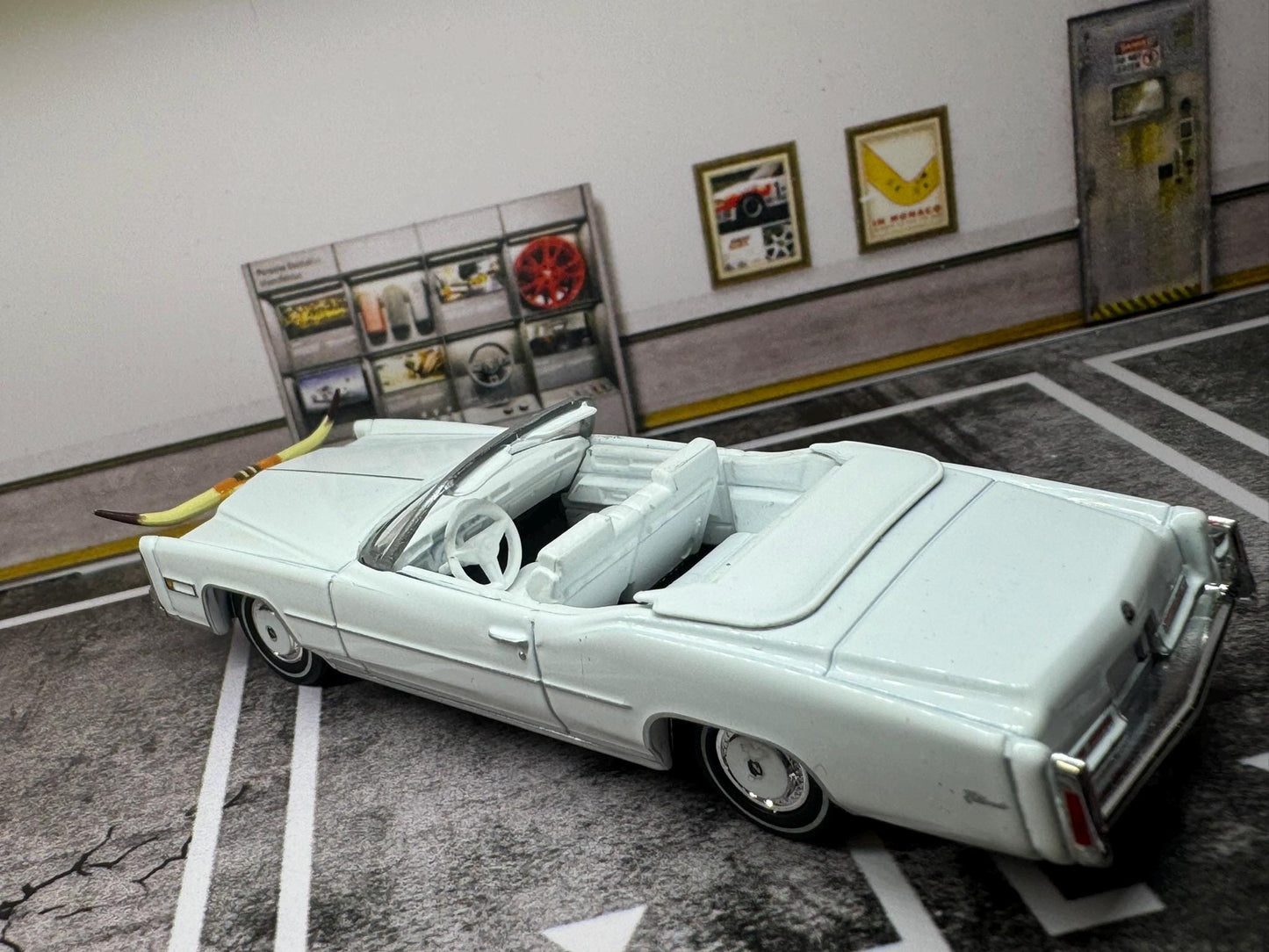 1-64 Scale / S-Scale 1976 Cadillac Eldorado Convertible with Bull Hood Ornament - Great For Dioramas & Diecast Photography (GL)