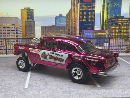 1-64 Scale / S-Scale Custom Hydrochromed 1955 Chevy Gasser Candy Metallic with Real Riders