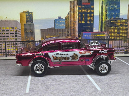 1-64 Scale / S-Scale Custom Hydrochromed 1955 Chevy Gasser Candy Metallic with Real Riders