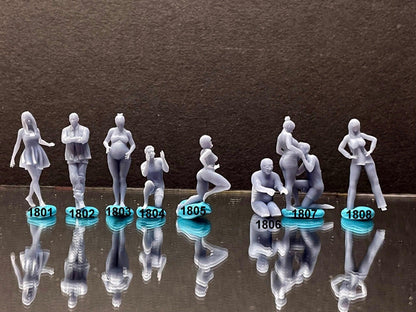 Double G 1:64 Miniature Human Figures - 3D Printed - Unpainted - great for Dioramas - Made in the USA LOT 327 Miniature 1.10