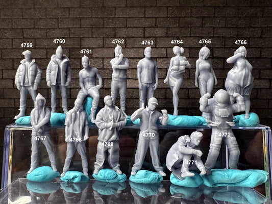 Double G 1:64 Miniature Human Figures - 3D Printed - Unpainted - great for Dioramas - Made in the USA LOT 675 Miniature 1.10