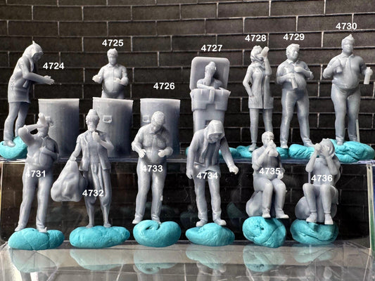 Double G 1:64 Miniature Human Figures - 3D Printed - Unpainted - great for Dioramas - Made in the USA LOT 654 Miniature 1.10 Homeless People
