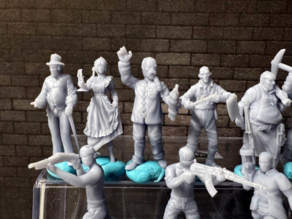 Double G 1:64 Miniature Human Figures - 3D Printed - Unpainted - great for Dioramas - Made in the USA LOT 652 Miniature 1.10