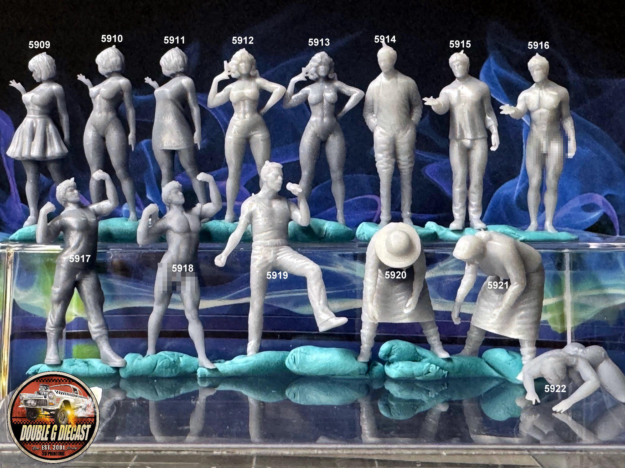 Double G 1:64 Miniature Human Figures - Unpainted - great for Dioramas ...