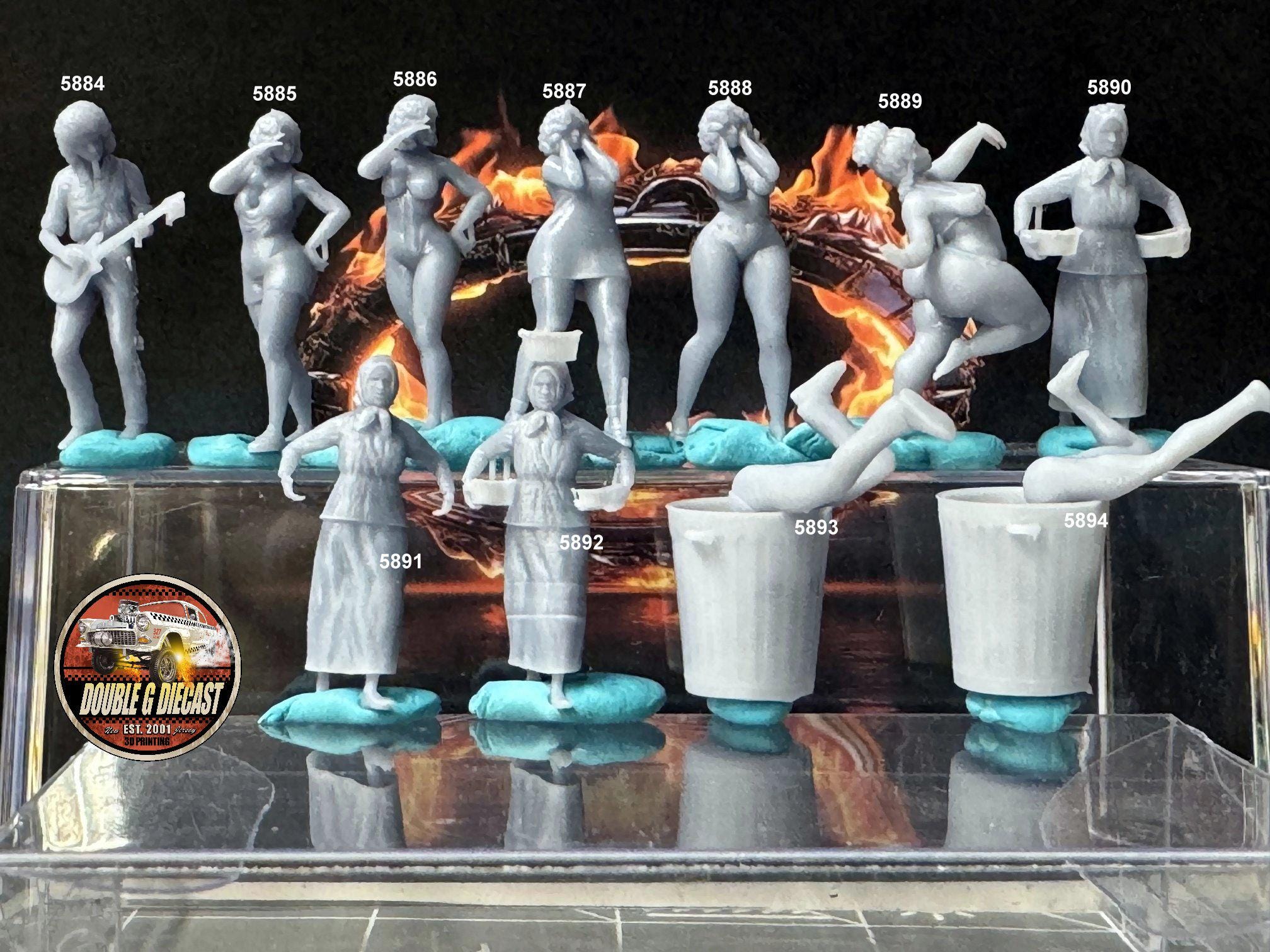 Double G 1:64 Miniature Human Figures - Unpainted - great for Dioramas ...