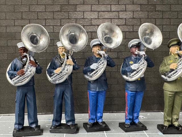 1:32 Military Sousaphone Players - Painted or Unpainted - 54mm FIgures Navy Marines Army