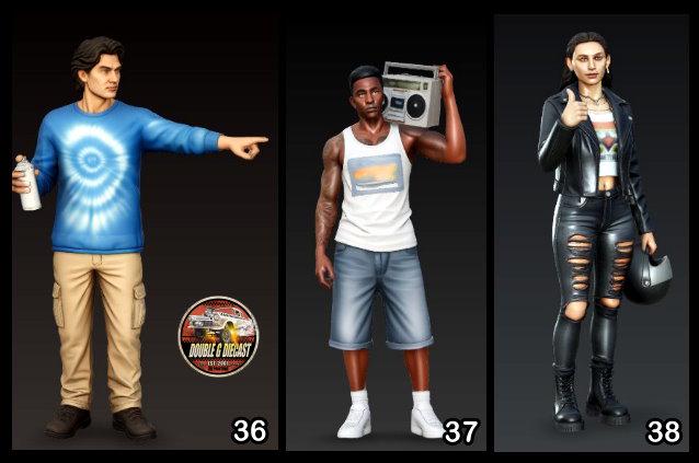 1:64 Scale LA Street Scene Miniature Figures (Set 2) - Highly Detailed Unpainted Resin People for Dioramas, Diecast Photography-Made in USA