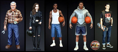 Double G 1:64 Miniature Human Figures - LA Street Scene 1 - Unpainted - Great for Dioramas - Made in the USA Miniature 1.10