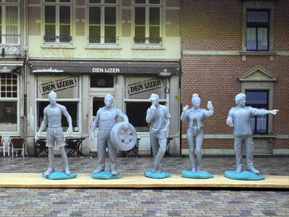 1:64 Scale LA Street Scene Miniature Figures (Set 2) - Highly Detailed Unpainted Resin People for Dioramas, Diecast Photography-Made in USA