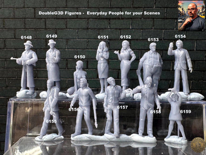 Double G 1:64 Miniature Human Figures - Unpainted - great for Dioramas - Made in the USA LOT 761 Miniature 1.10
