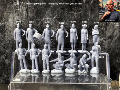 Double G 1:64 Miniature Human Figures - Unpainted - great for Dioramas - Made in the USA LOT 765 Miniature 1.10