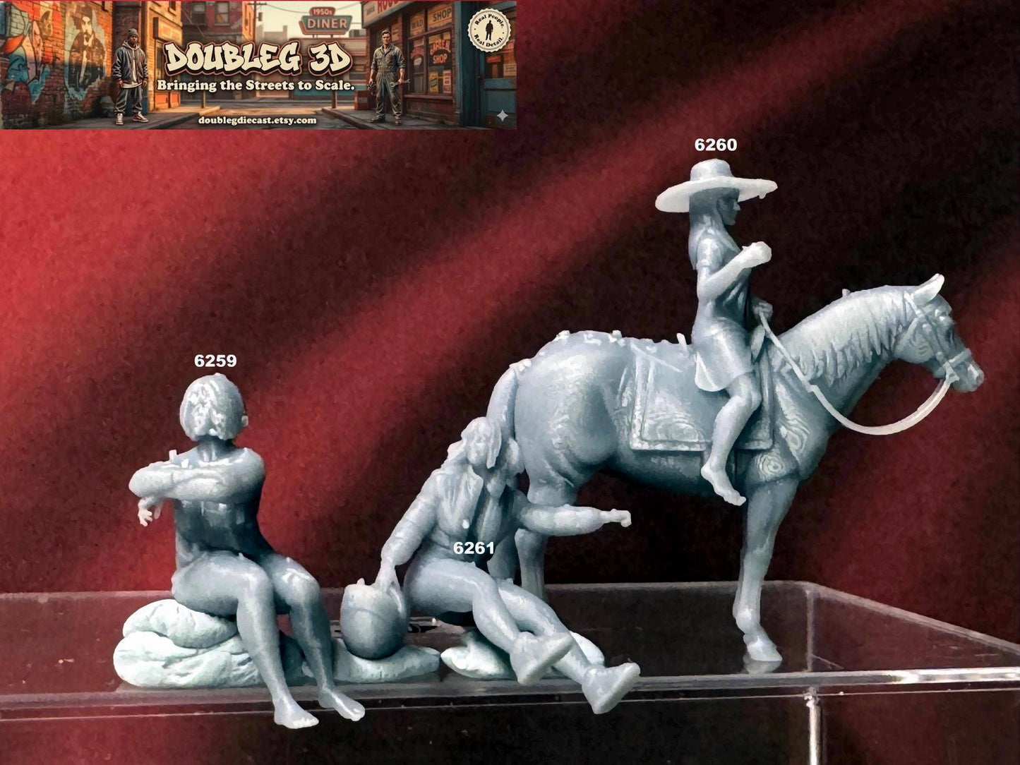 Double G 1:64 Miniature Human Figures - Unpainted - great for Dioramas - Made in the USA LOT 769 Miniature 1.10