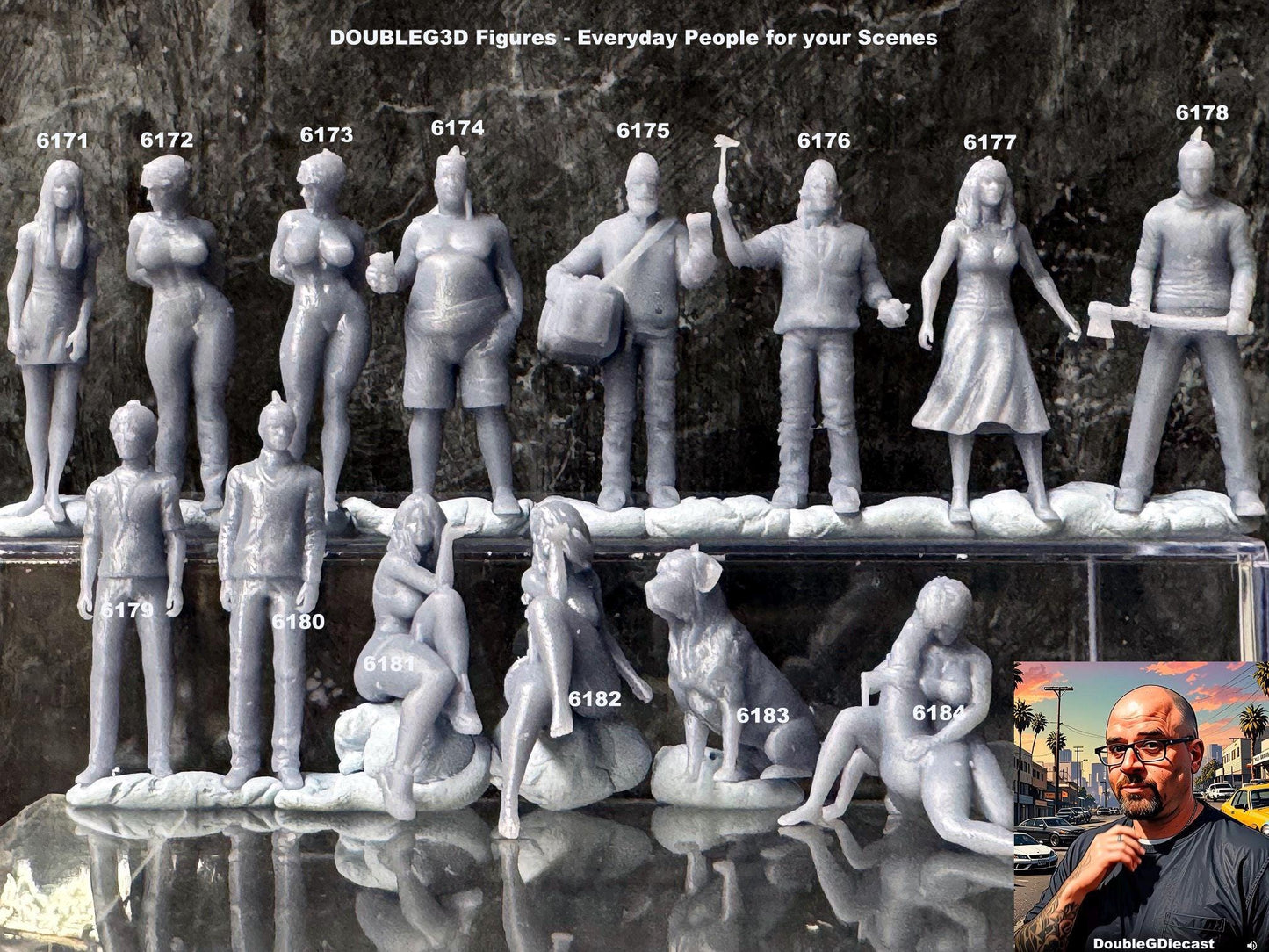Double G 1:64 Miniature Human Figures - Unpainted - great for Dioramas - Made in the USA LOT 763 Miniature 1.10