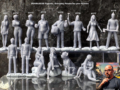 Double G 1:64 Miniature Human Figures - Unpainted - great for Dioramas - Made in the USA LOT 763 Miniature 1.10