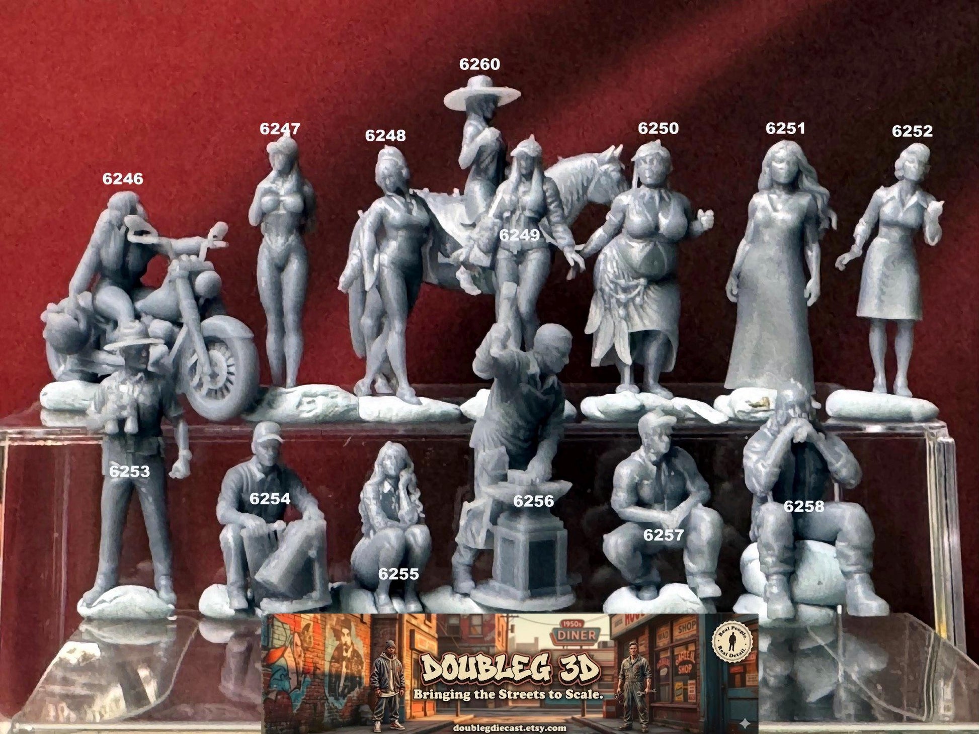 Double G 1:64 Miniature Human Figures - Unpainted - great for Dioramas - Made in the USA LOT 769 Miniature 1.10